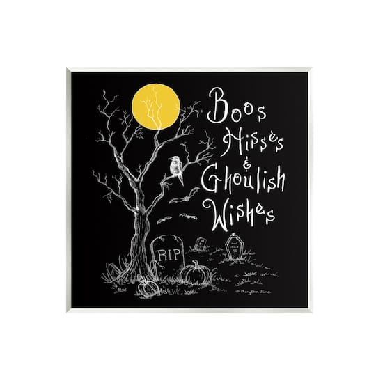 Stupell Industries Boos Hisses & Ghoulish Wishes Halloween Wall Plaque Art